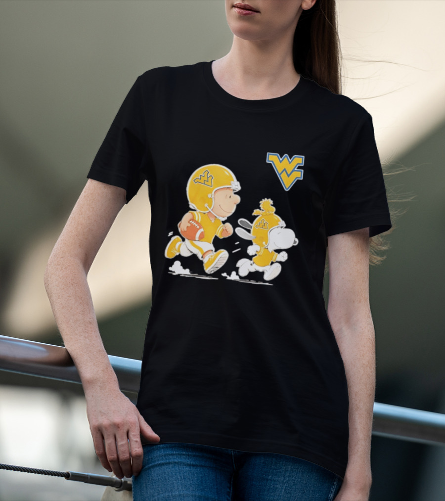 West Virginia Mountaineers Football Snoopy Woodstock Charlie Brown NCAA Running T-Shirt