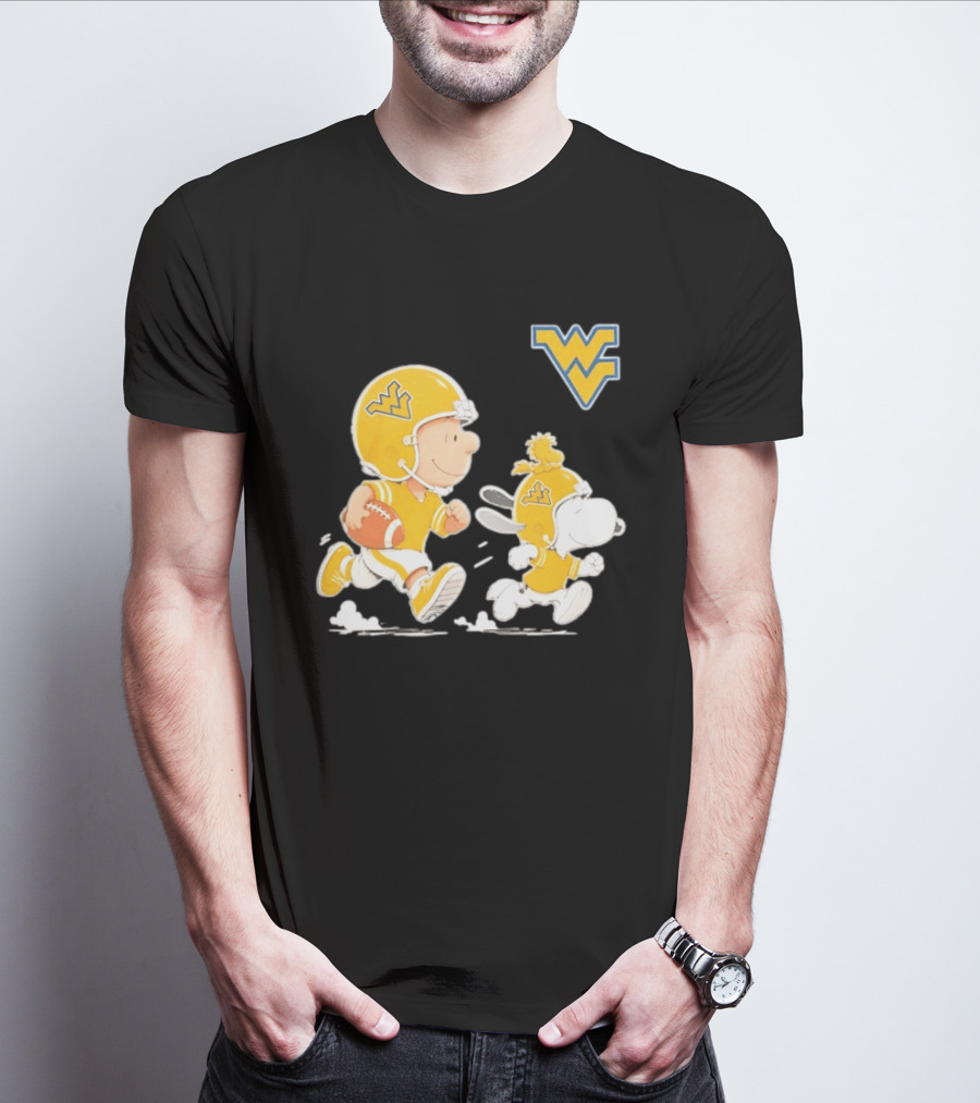 West Virginia Mountaineers Football Snoopy Woodstock Charlie Brown NCAA Running T-Shirt