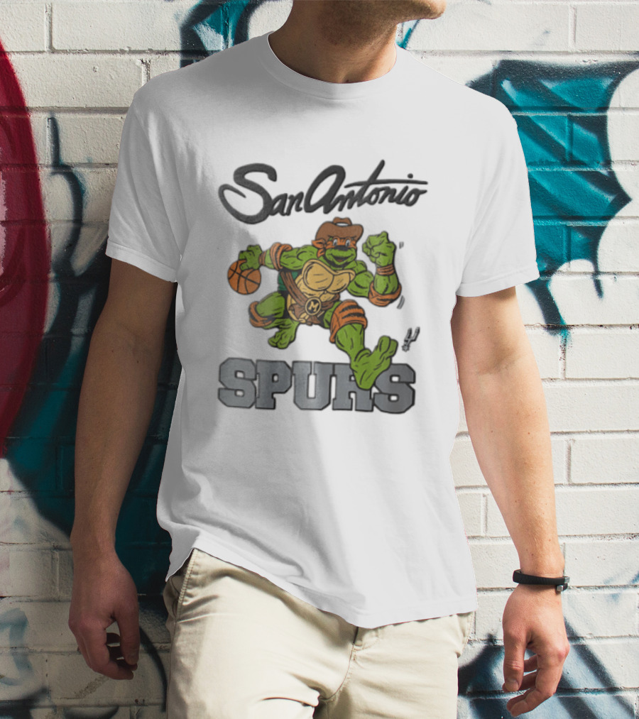 San Antonio Spurs Cartoon Turtle Cowboy Basketball T-Shirt