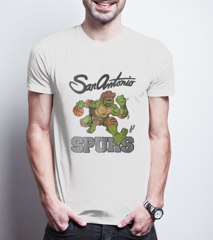 San Antonio Spurs Cartoon Turtle Cowboy Basketball T-Shirt