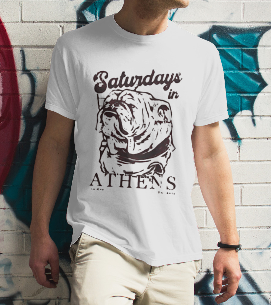 Saturdays In Athens Old Row Est 2014 Bulldog T-Shirt