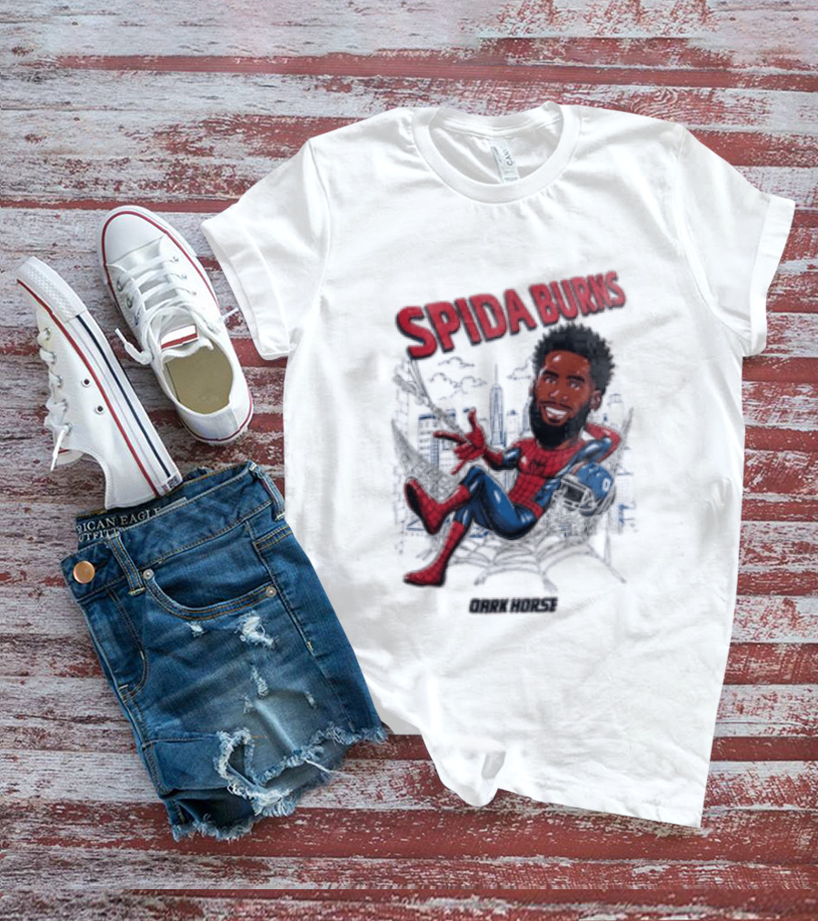 Spida Burns Dark Horse With Spider Man New York Giants T-Shirt