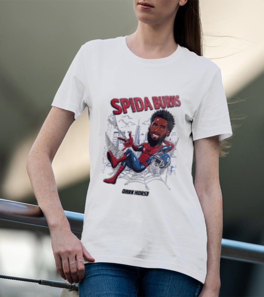Spida Burns Dark Horse With Spider Man New York Giants T-Shirt