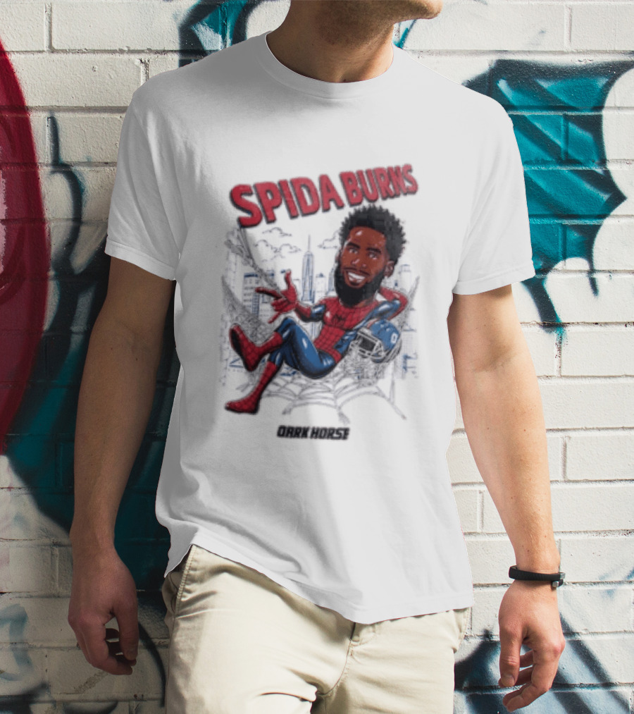 Spida Burns Dark Horse With Spider Man New York Giants T-Shirt