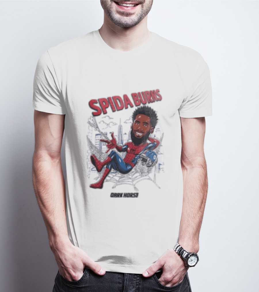 Spida Burns Dark Horse With Spider Man New York Giants T-Shirt