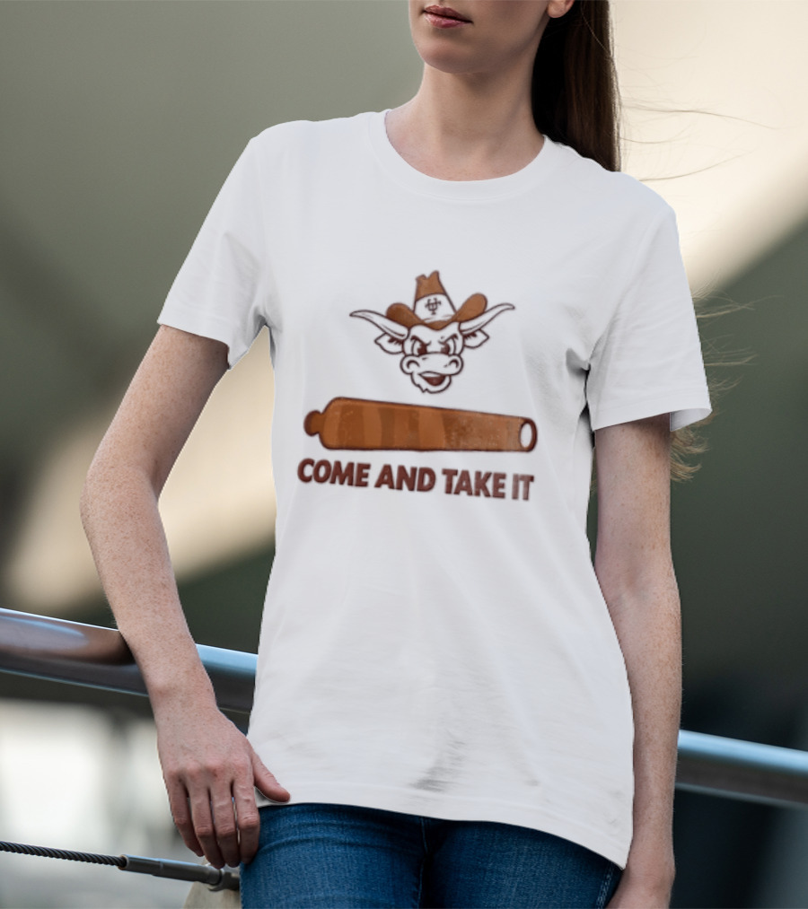 Texas Longhorns Mascot Cowboy Come And Take It Cannon T-Shirt
