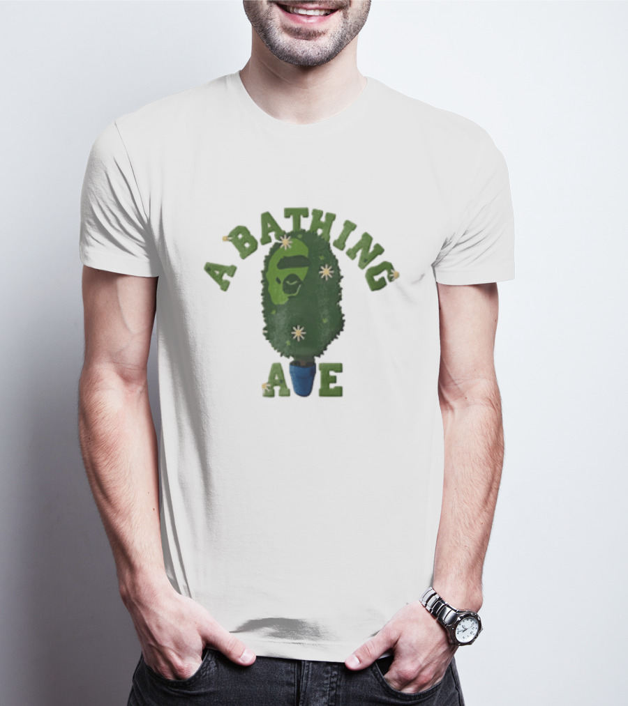 A Bathing Ape Topiary Bush Potted Blue Planter Yellow Flowers T-Shirt
