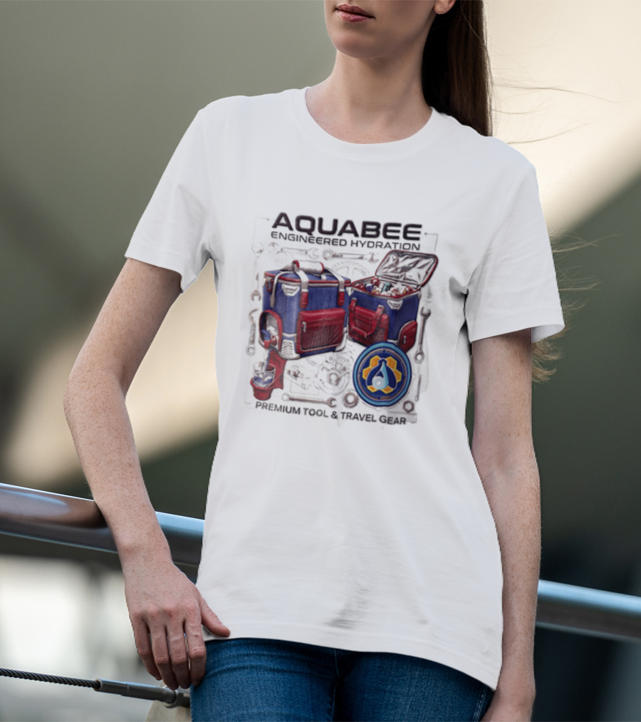 Aquabee Engineered Hydration Premium Tool And Travel Gear Cooler Blueprint T-Shirt