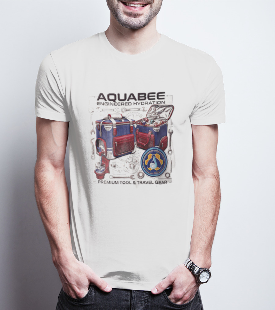 Aquabee Engineered Hydration Premium Tool And Travel Gear Cooler Blueprint T-Shirt