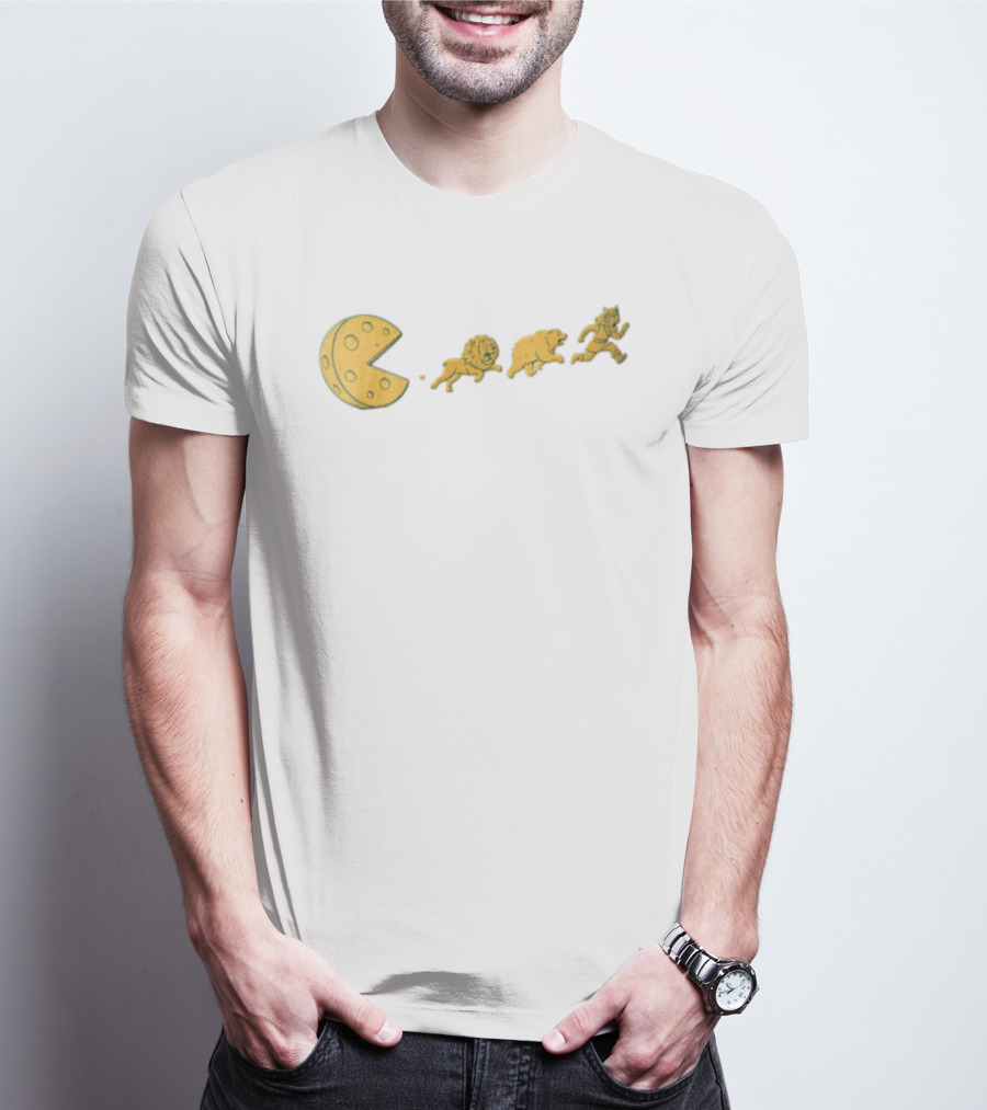 Cartoon Cheese Pacman Chasing Lion Bear Viking T-Shirt