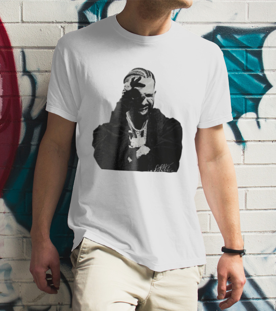 Drake Halftone Rapper Chains Gloves T-Shirt