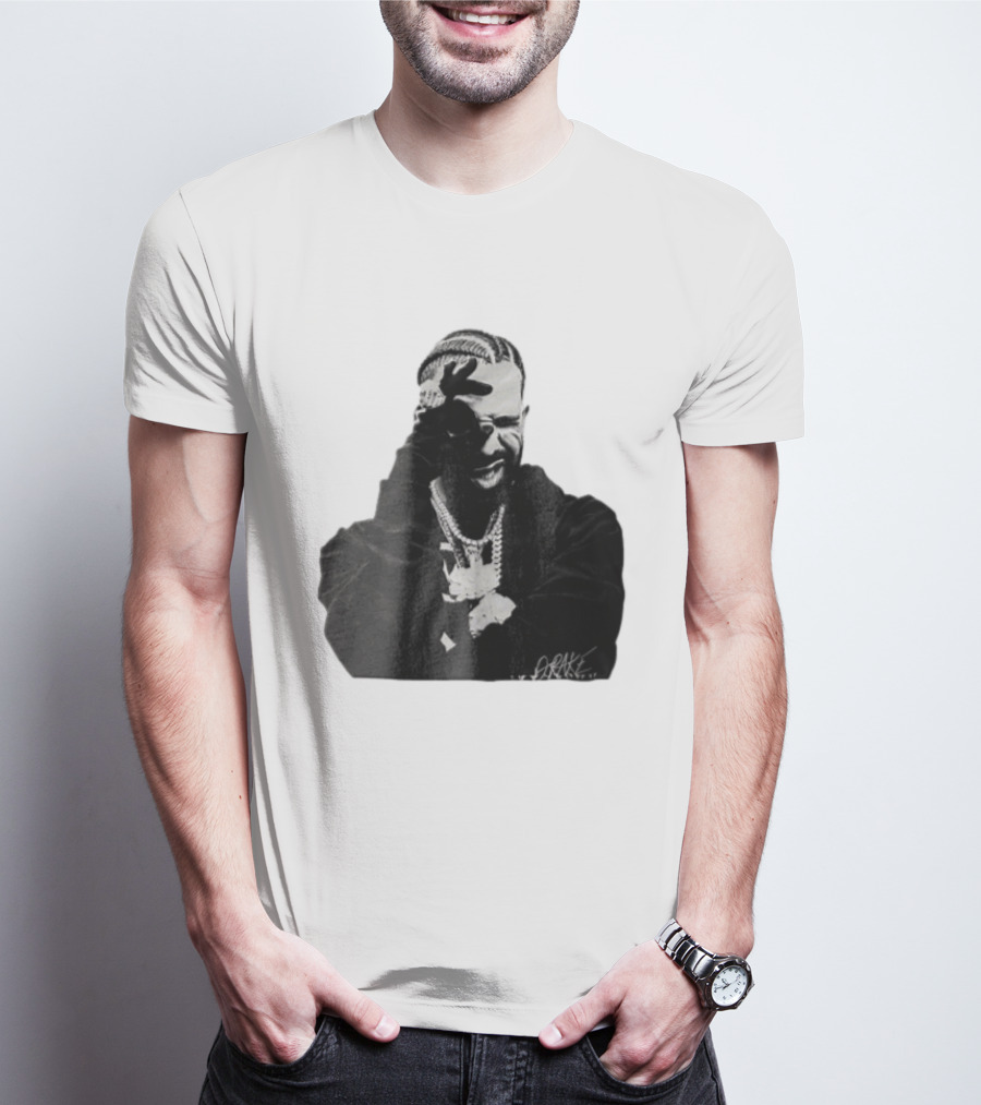 Drake Halftone Rapper Chains Gloves T-Shirt