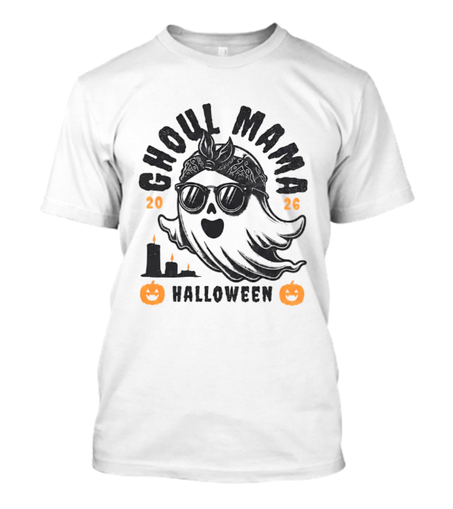 Ghoul Mama Halloween 2026 With Pumpkins And Candles T-Shirt