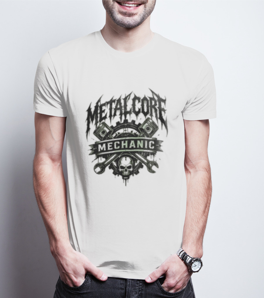 Metalcore Mechanic Skull Pistons Wrenches T-Shirt