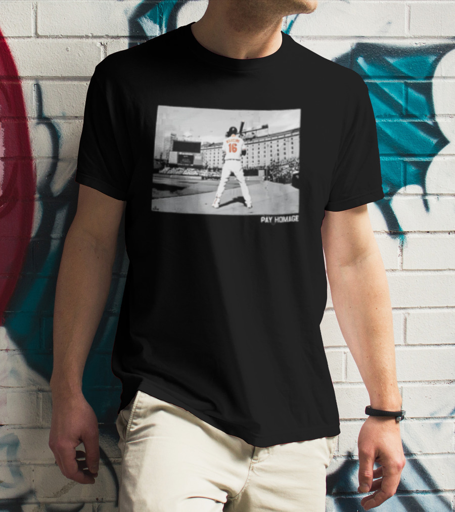 Baltimore Orioles Mancini Batter Home Plate Stadium Pay Homage T-Shirt