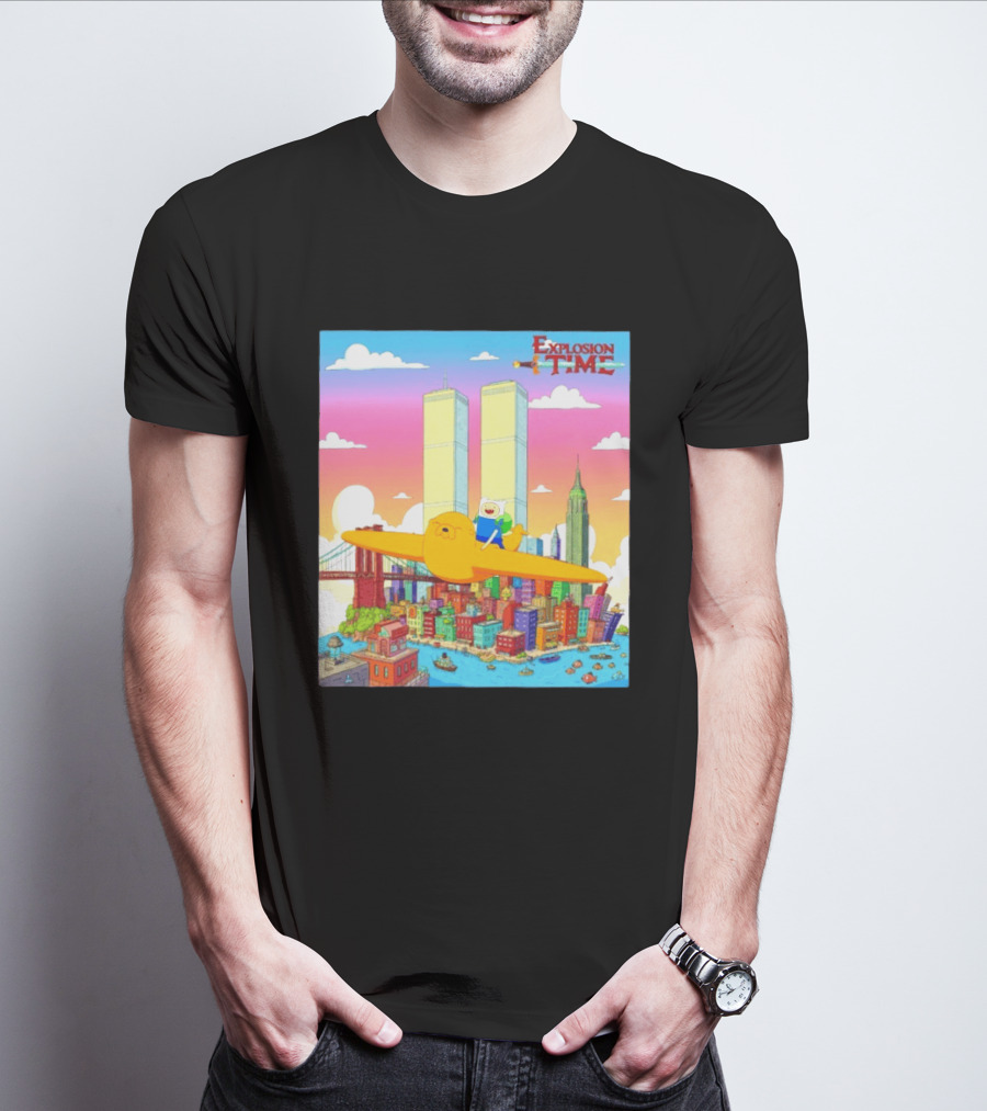 Explosion Time Adventure Finn And Jake NYC Skyline T-Shirt