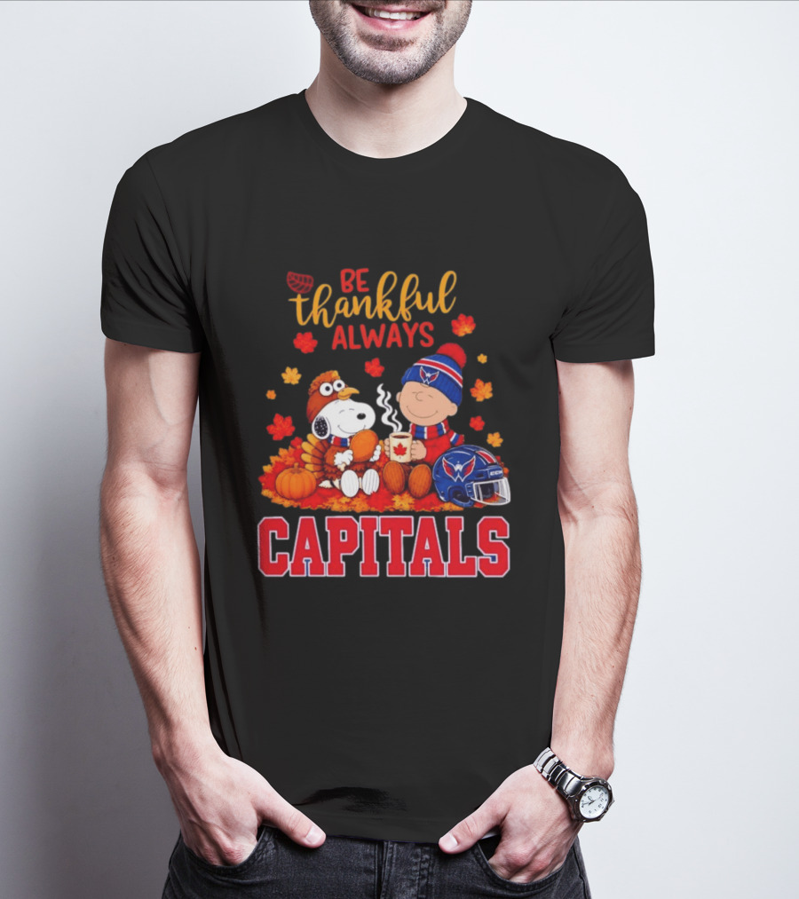 Be Thankful Always Snoopy And Charlie Brown Washington Capitals Cozy Autumn T-Shirt