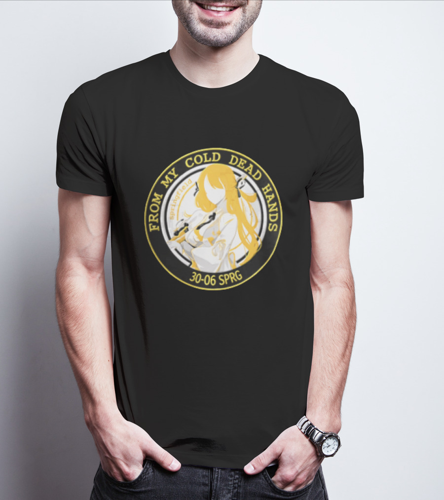 From My Cold Dead Hands Springfield 30 06 Sprg Anime Girl Yellow And Black Circle T-Shirt