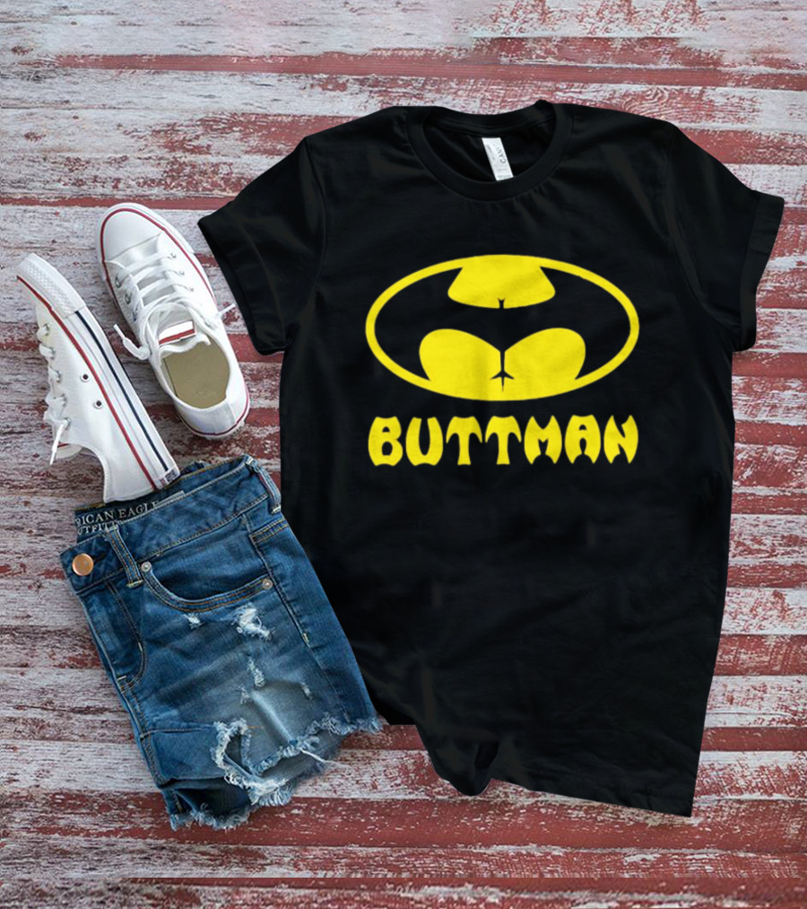 Buttman Batman Superhero Parody Yellow T-Shirt