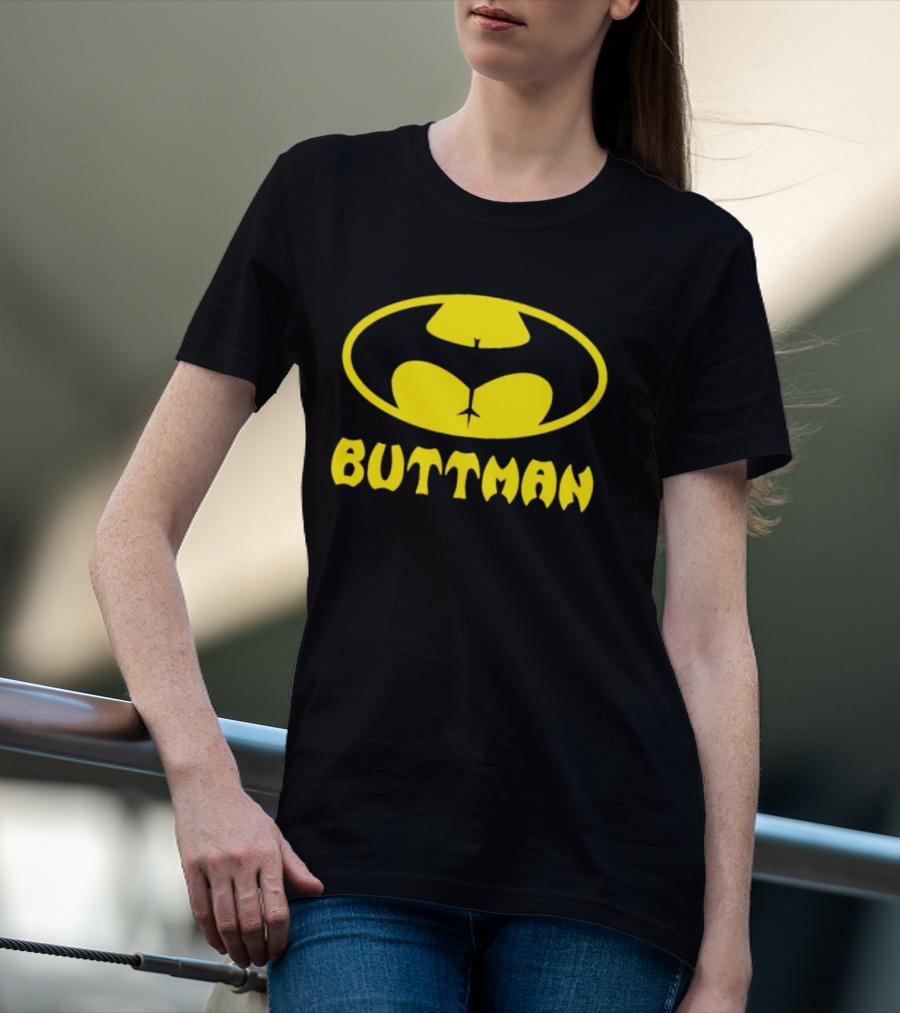 Buttman Batman Superhero Parody Yellow T-Shirt
