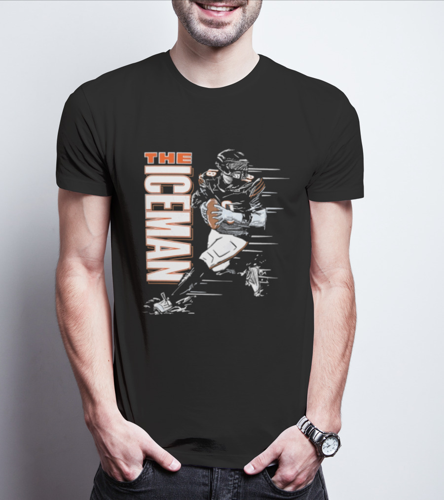 Chicago Bears The Iceman Football Player Running Holding Ball T-Shirt