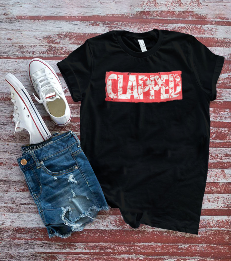 Clapped Red Box Bold Typographic T-Shirt
