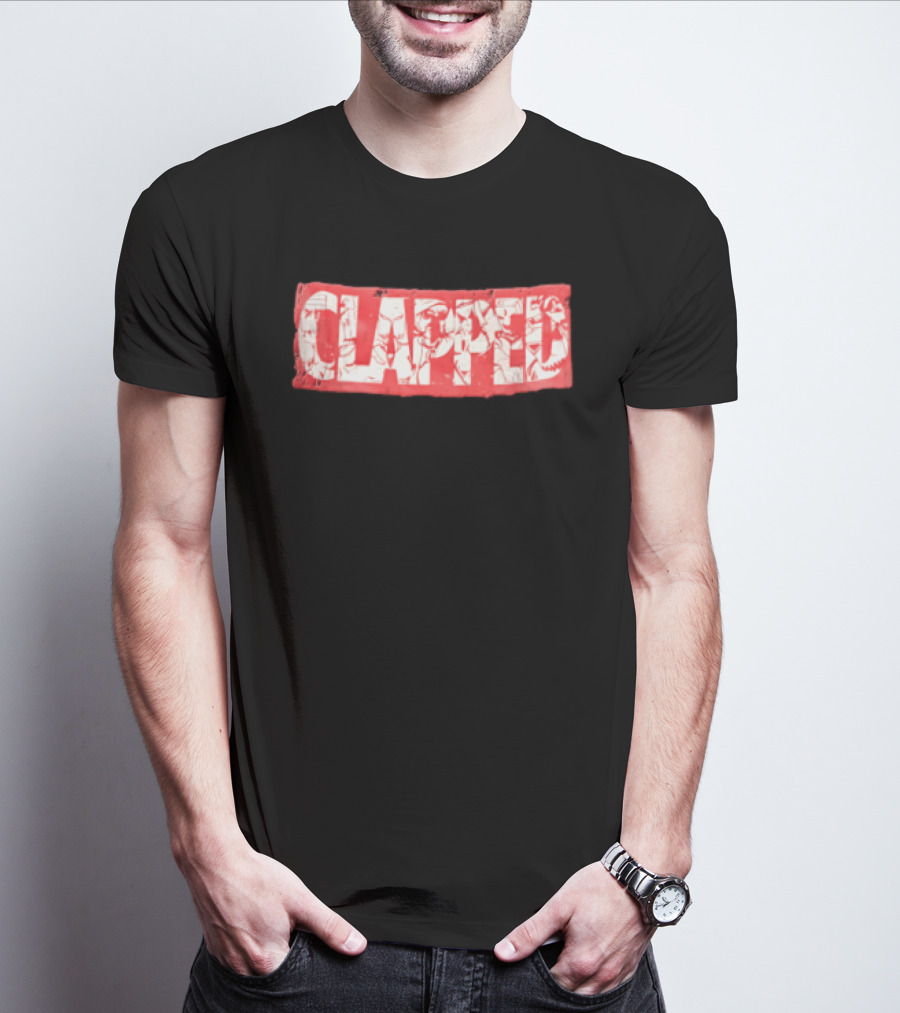 Clapped Red Box Bold Typographic T-Shirt