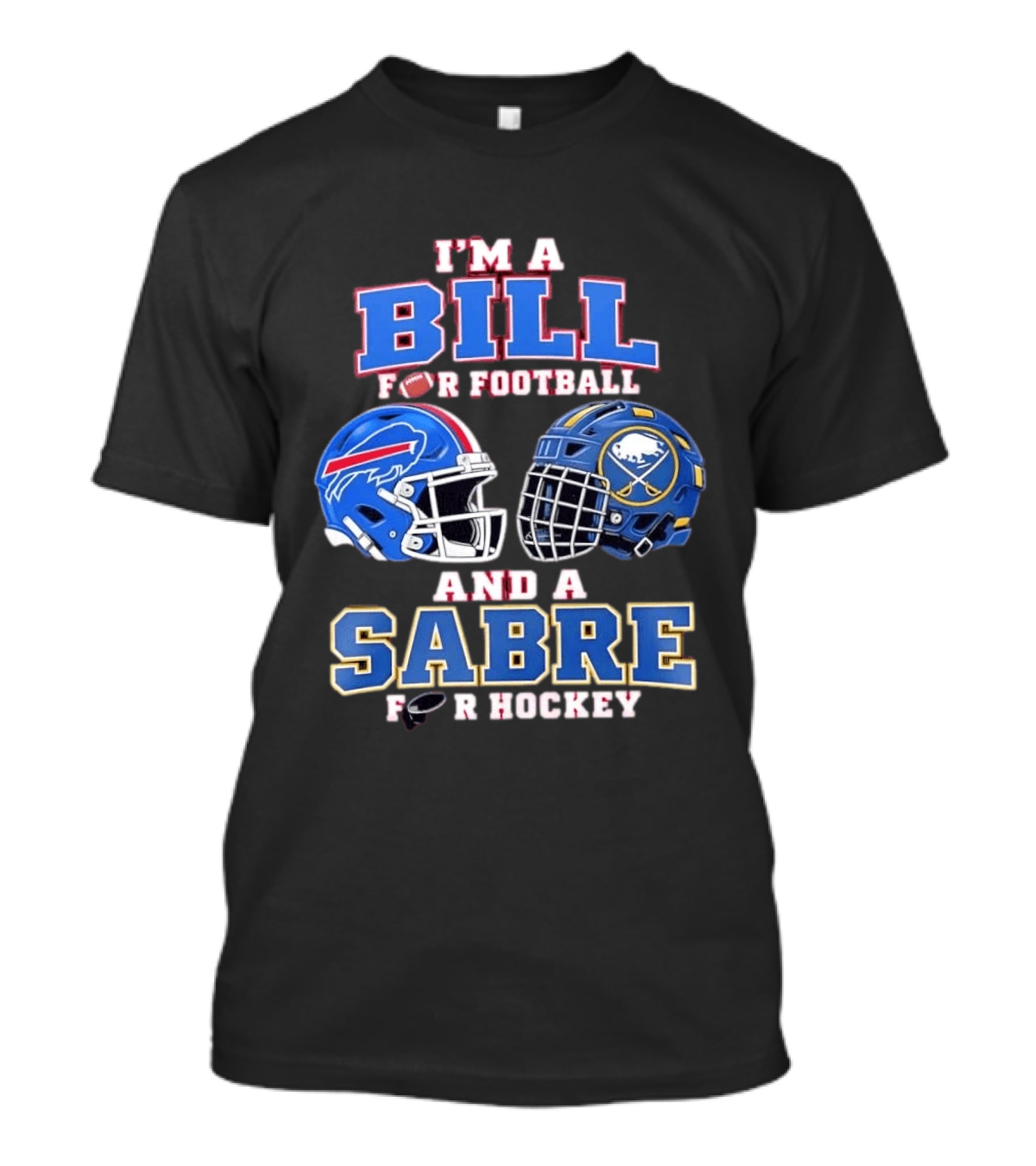 Buffalo Bill Football And Sabre Hockey Fan Helmets T-Shirt