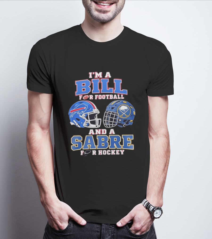 Buffalo Bill Football And Sabre Hockey Fan Helmets T-Shirt