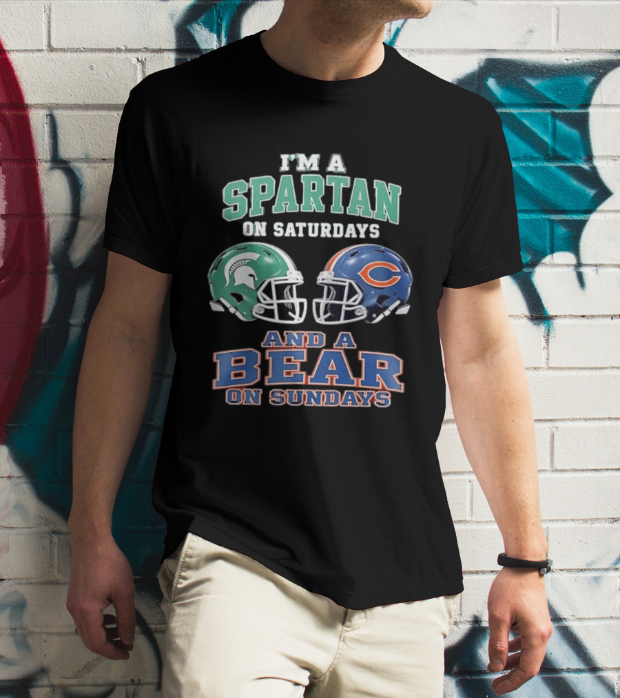 I'm A Spartan On Saturdays Bear Helmet Sundays T-Shirt