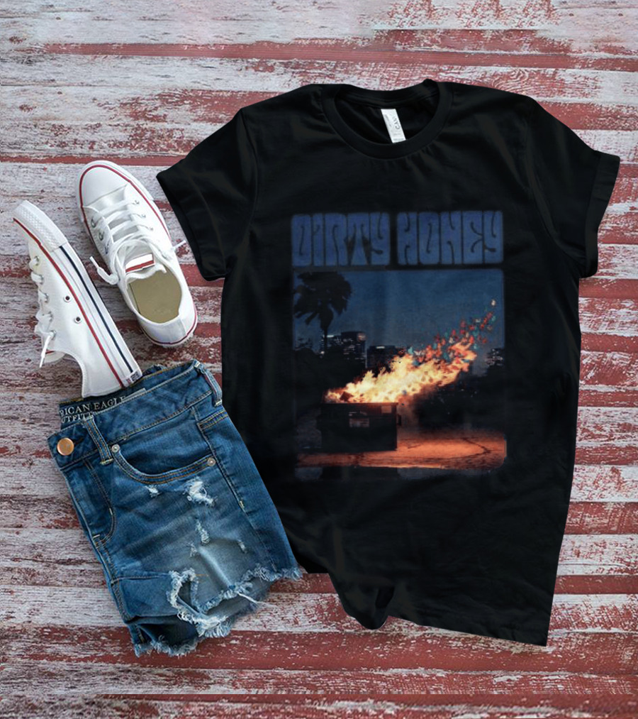 Dirty Honey Dumpster Fire Album Cover Vintage Aesthetic T-Shirt