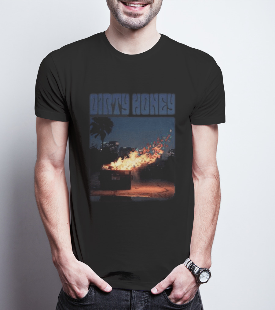 Dirty Honey Dumpster Fire Album Cover Vintage Aesthetic T-Shirt
