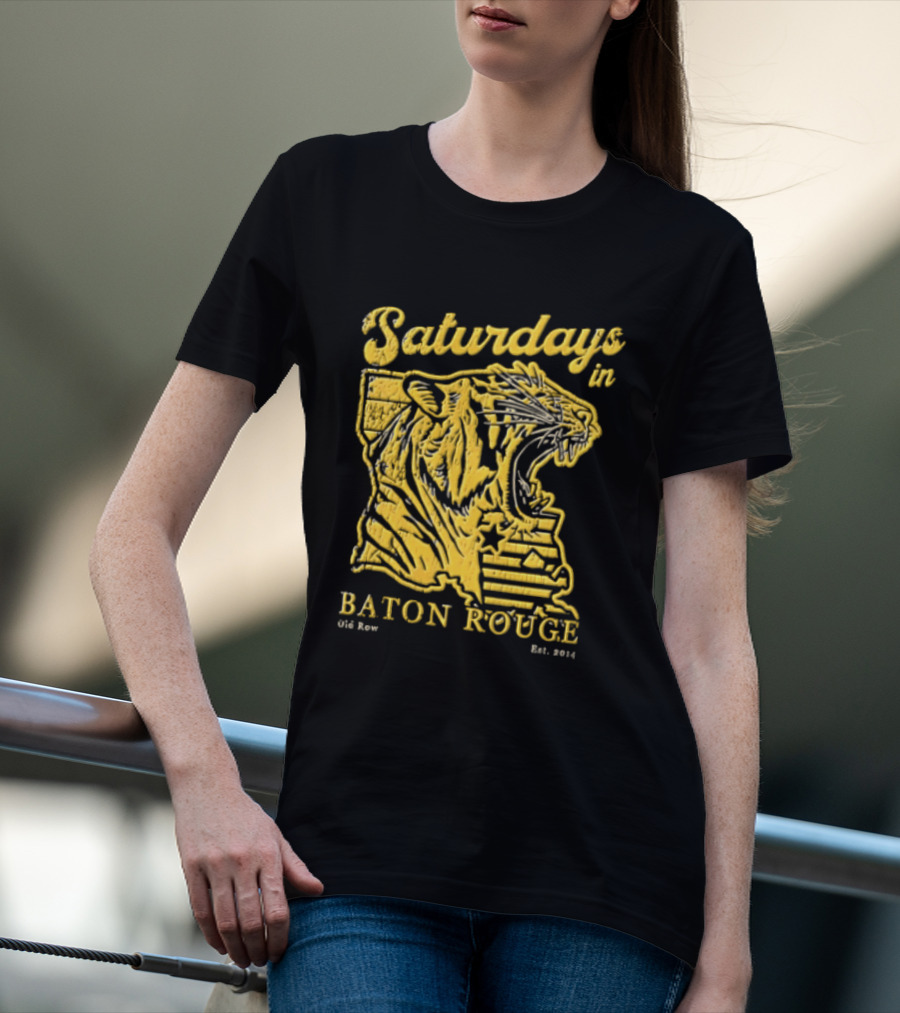 Saturdays In Baton Rouge Kyle Row Miami OH Roaring Tiger Head Louisiana Est 2014 T-Shirt