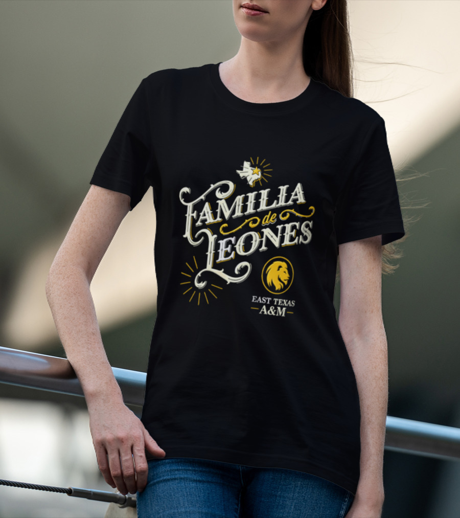 Familia De Leones East Texas A&M Map Star Lion T-Shirt