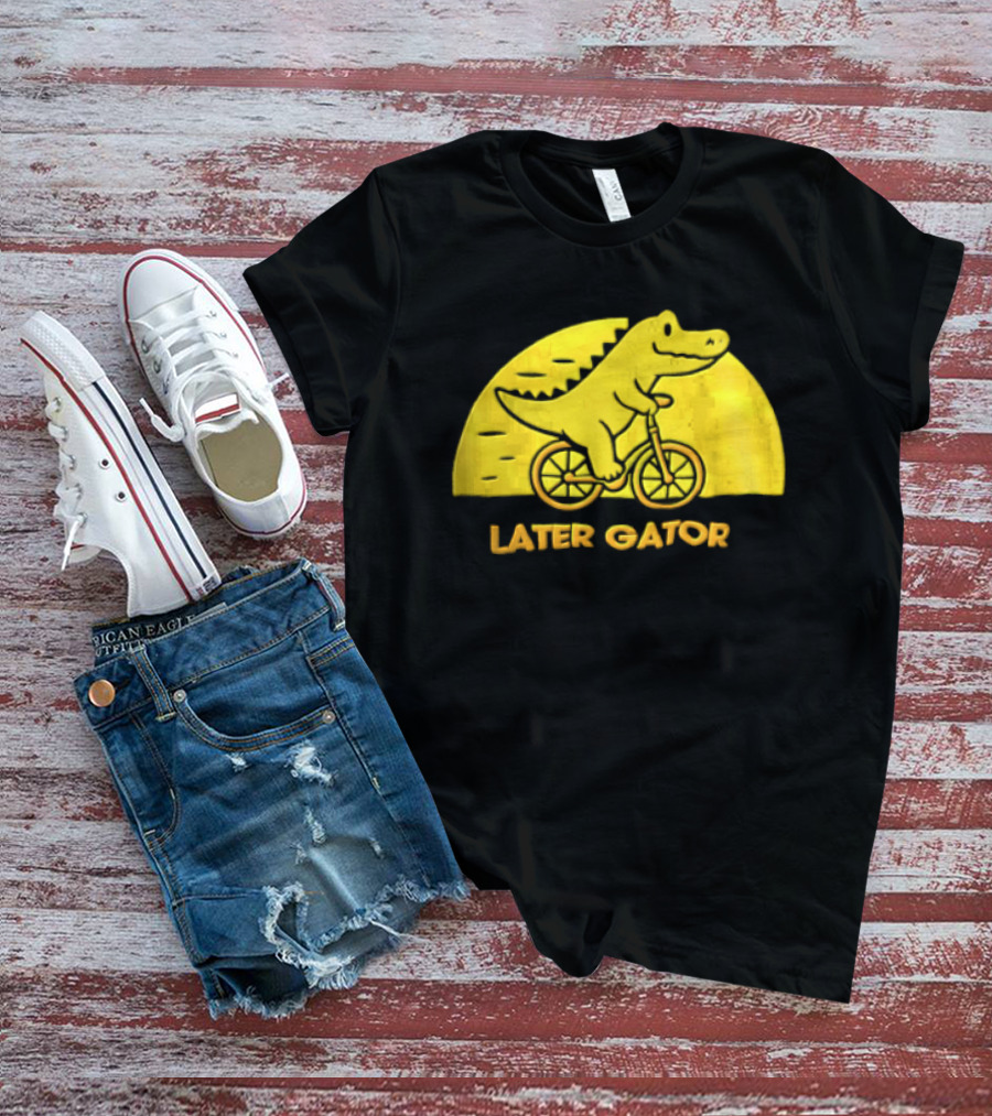Later Gator Riding Bicycle Fun T-Shirt