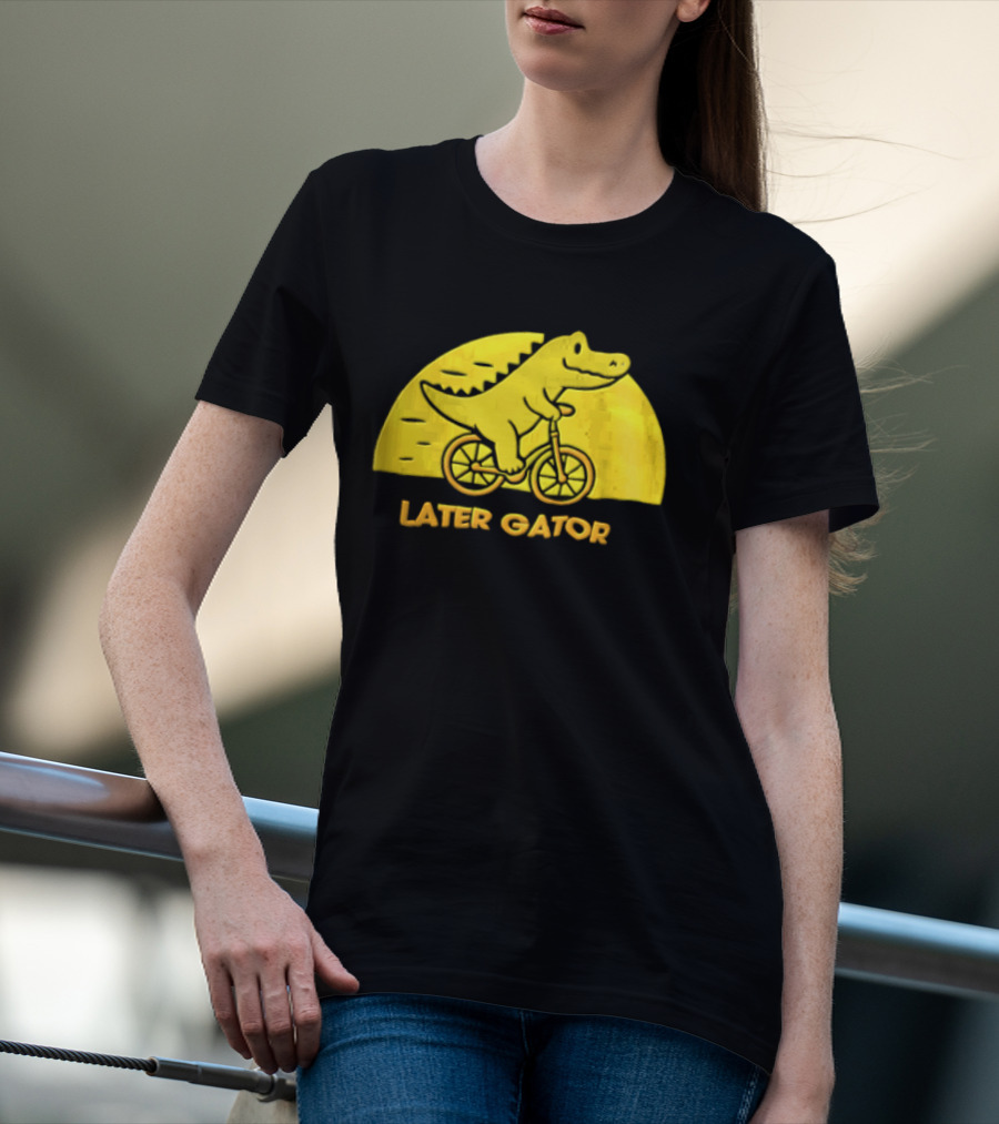 Later Gator Riding Bicycle Fun T-Shirt