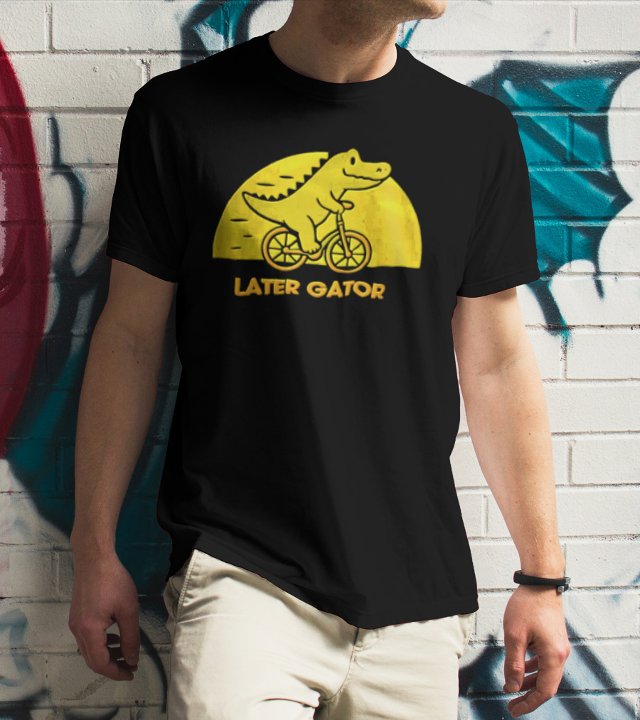 Later Gator Riding Bicycle Fun T-Shirt