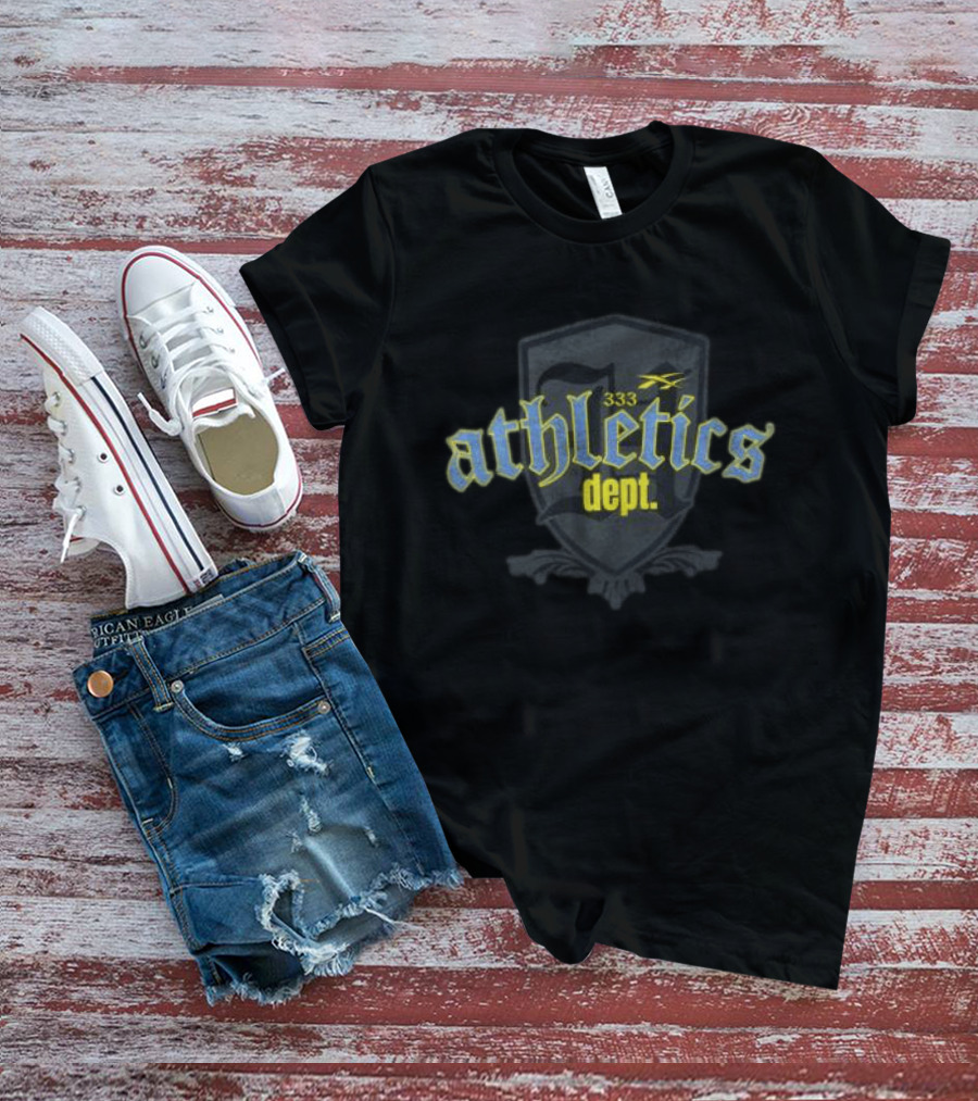 Revenge Store Glitter Arch Black Athletics Dept 333 T-Shirt