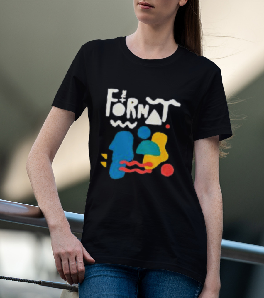 The Format Shop Abstract Shapes Colorful Graphic Black Zip T-Shirt