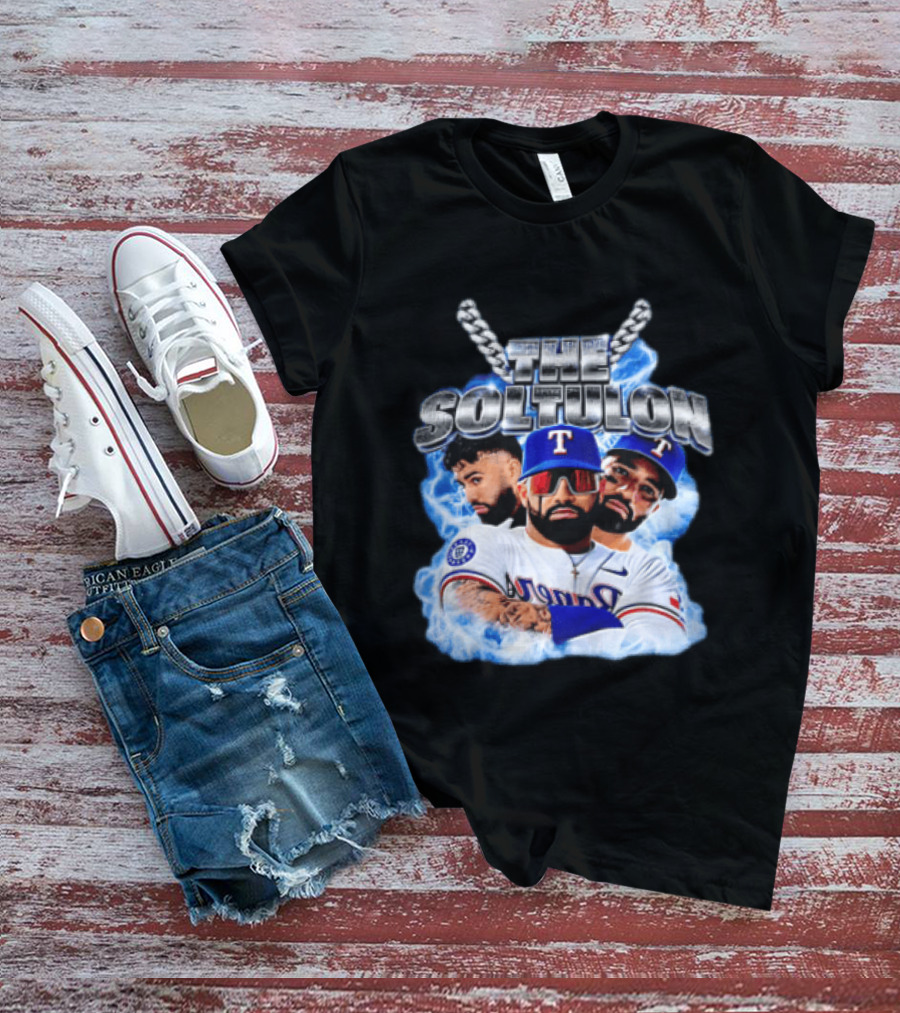 The Soltulon Texas Rangers Baseball Players Trio With Electric Blue T-Shirt