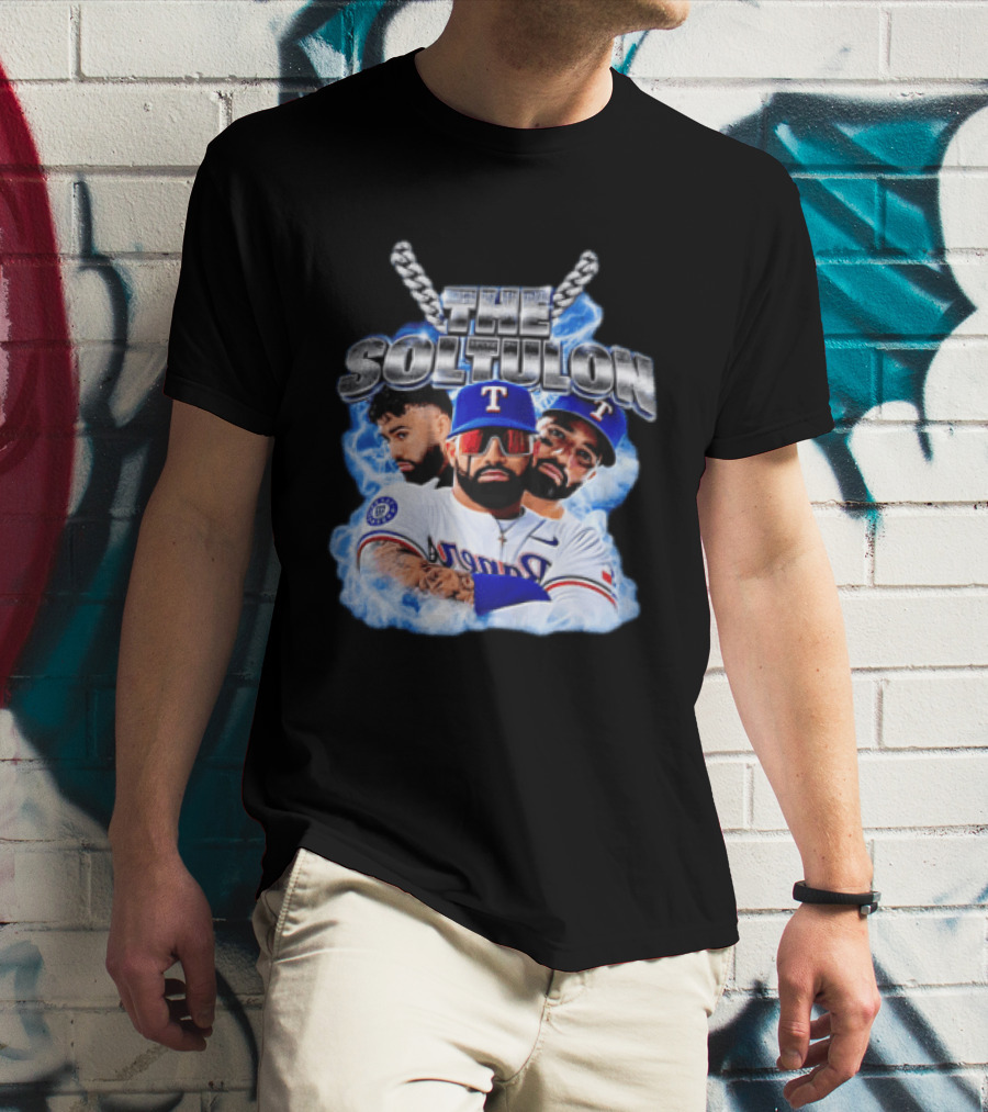 The Soltulon Texas Rangers Baseball Players Trio With Electric Blue T-Shirt