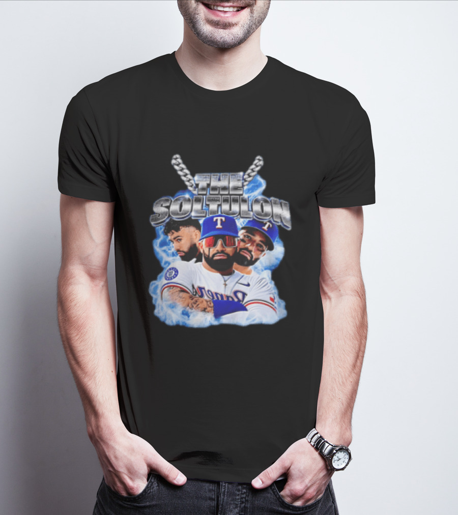 The Soltulon Texas Rangers Baseball Players Trio With Electric Blue T-Shirt