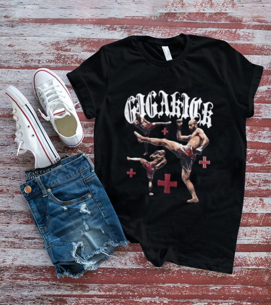 Giga Kick Three Fighters Performing Roundhouse Kicks T-Shirt