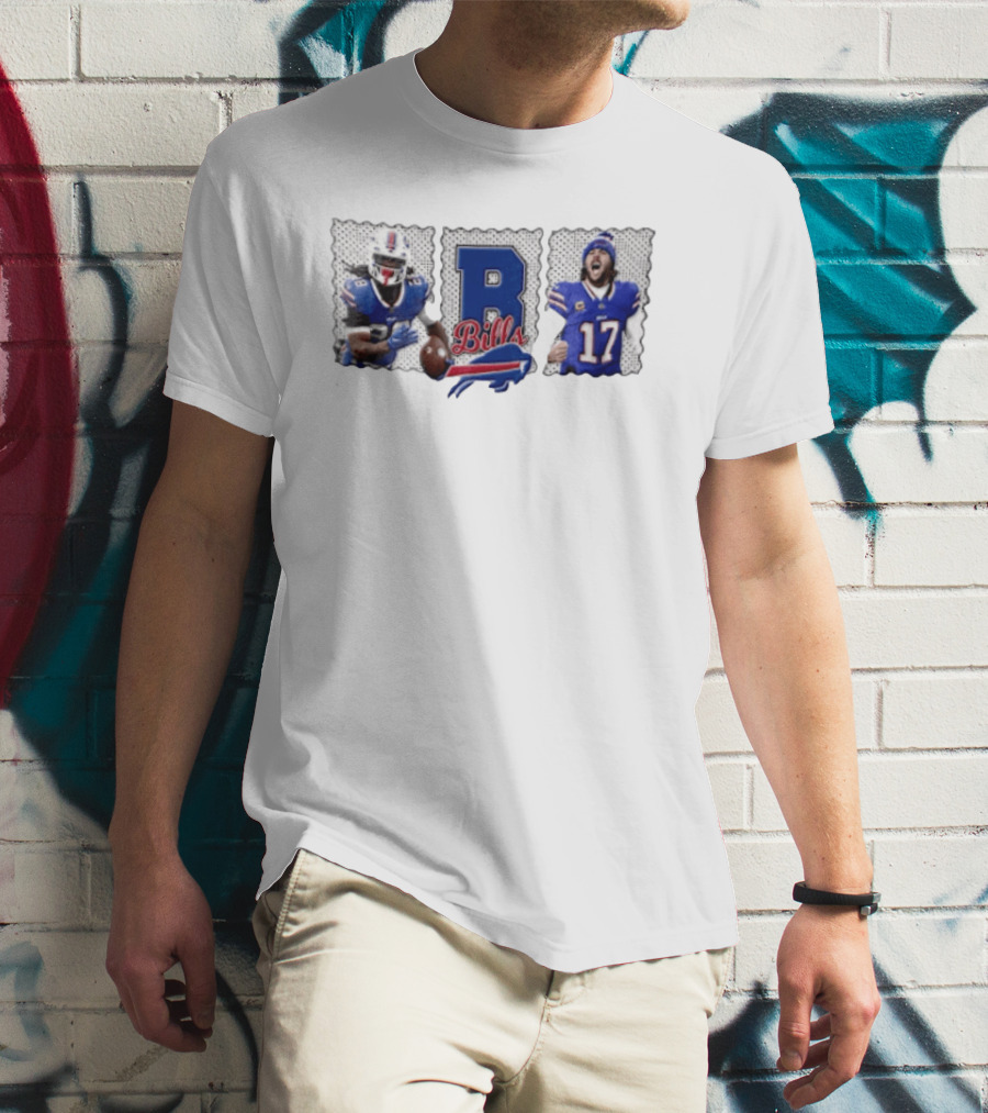 Buffalo Bills James Cook 28 Josh Allen 17 Celebrating Football Players T-Shirt
