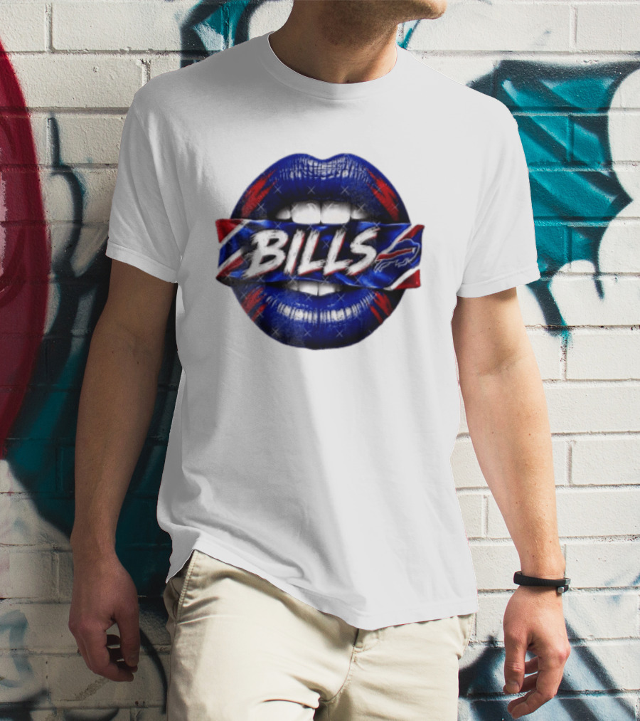 Buffalo Bills Blue Red Lips Banner With Bills Team T-Shirt