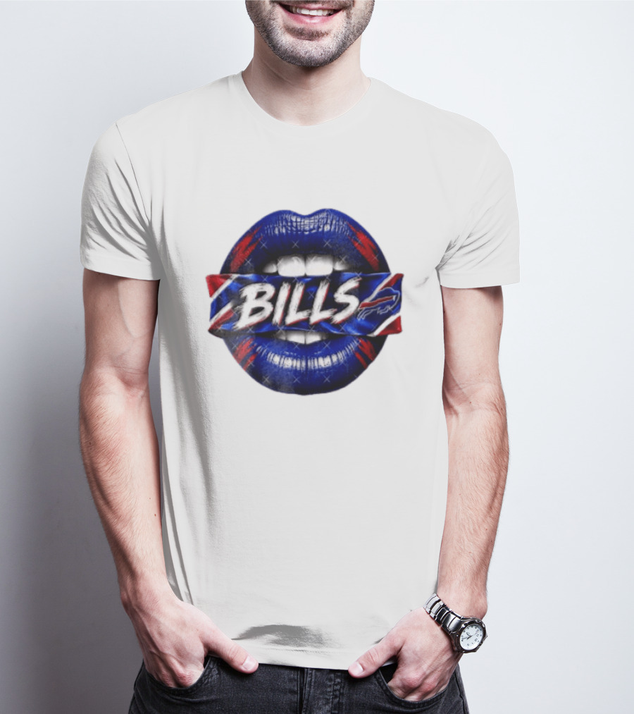 Buffalo Bills Blue Red Lips Banner With Bills Team T-Shirt