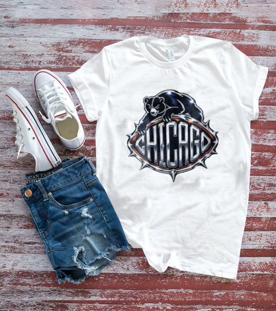 Chicago Bears Black Bear Crouching Over T-Shirt