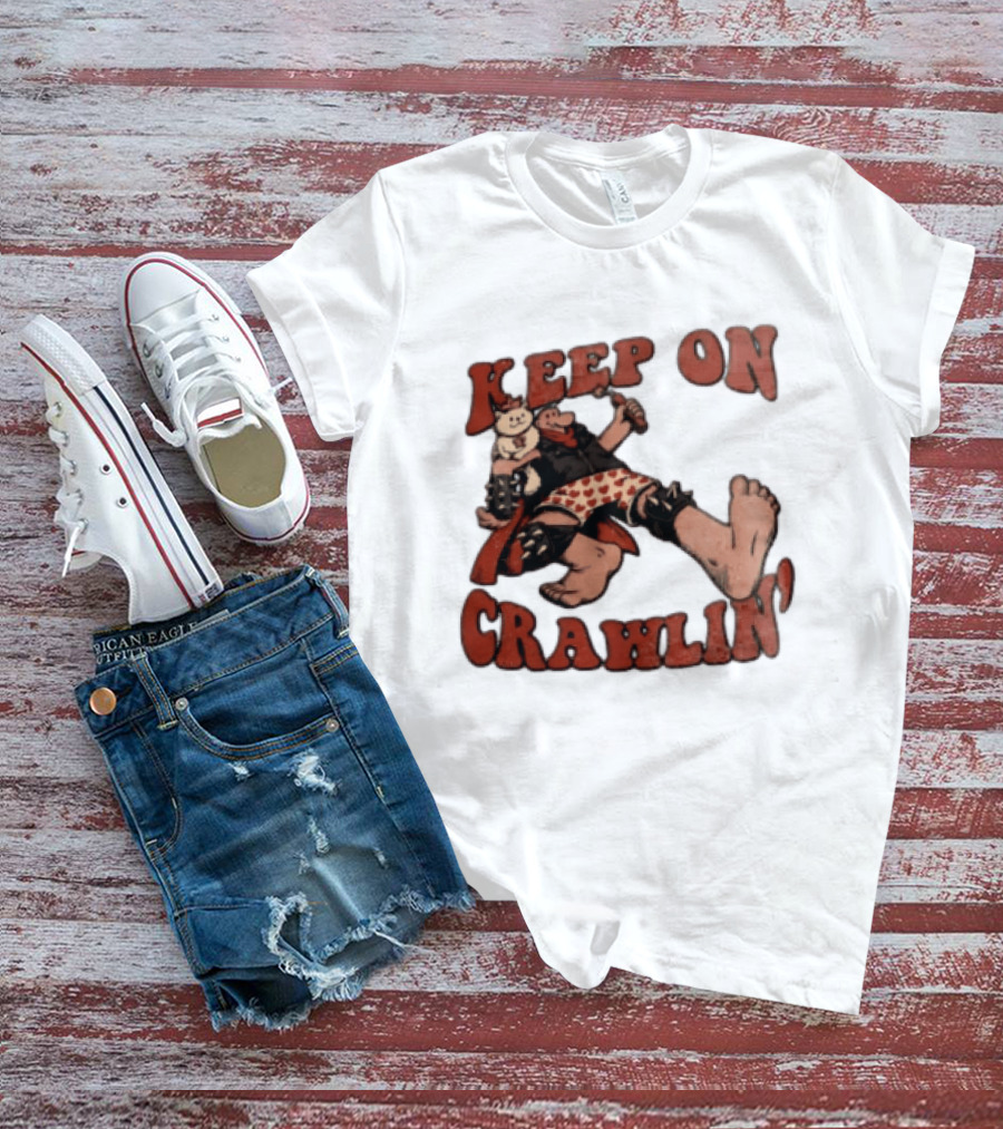 Keep On Crawlin Fat Freddys Cat Cartoon Man Holding Dynamite Cat T-Shirt