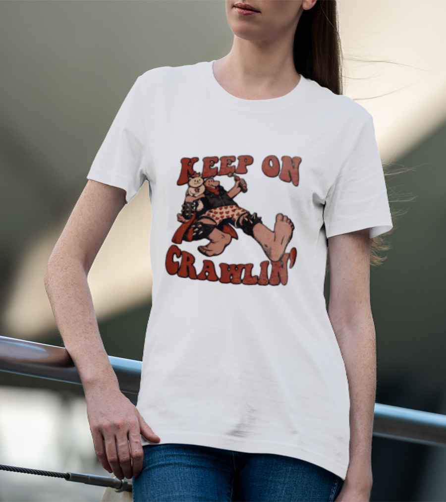 Keep On Crawlin Fat Freddys Cat Cartoon Man Holding Dynamite Cat T-Shirt
