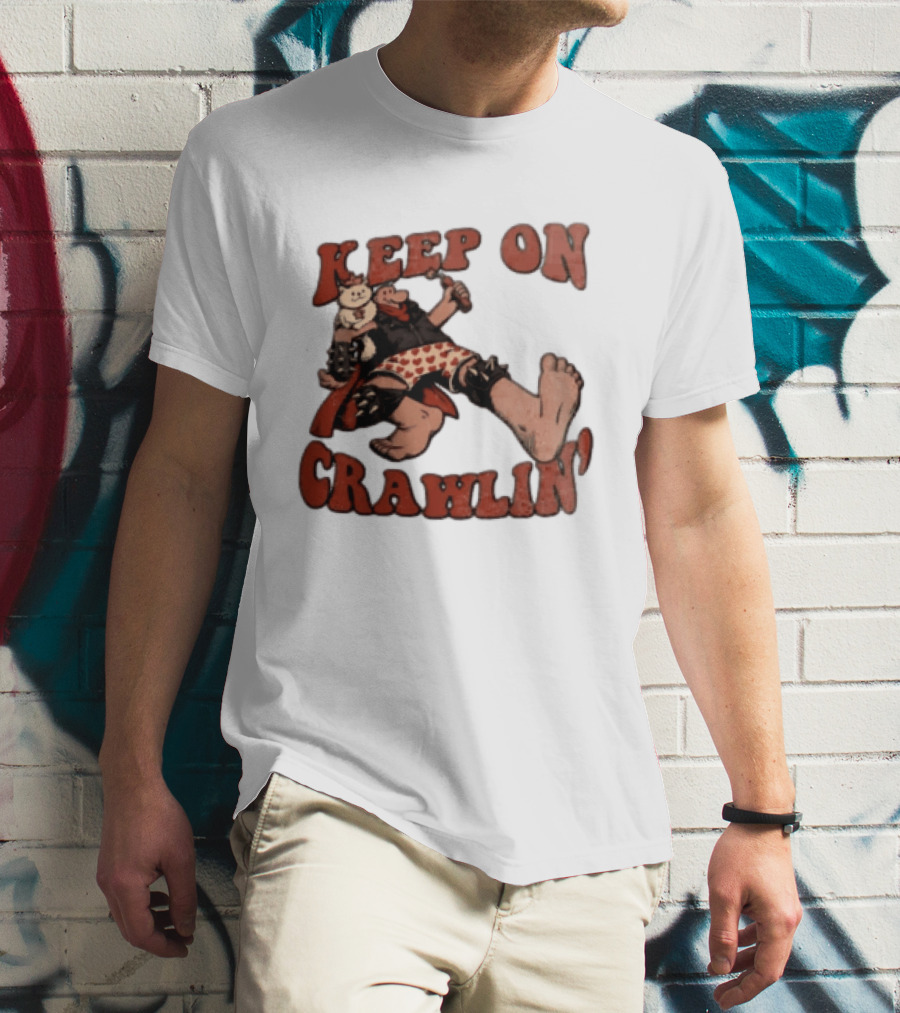 Keep On Crawlin Fat Freddys Cat Cartoon Man Holding Dynamite Cat T-Shirt